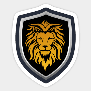 Gold Lion on Black Shield Sticker